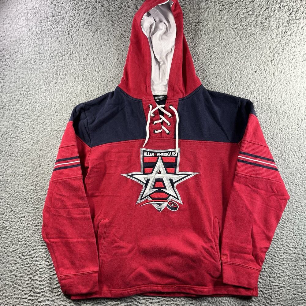 Allen Americans ECHL Hockey Hoodie Colosseum Lace Up Pullover Sweatshirt Mens M